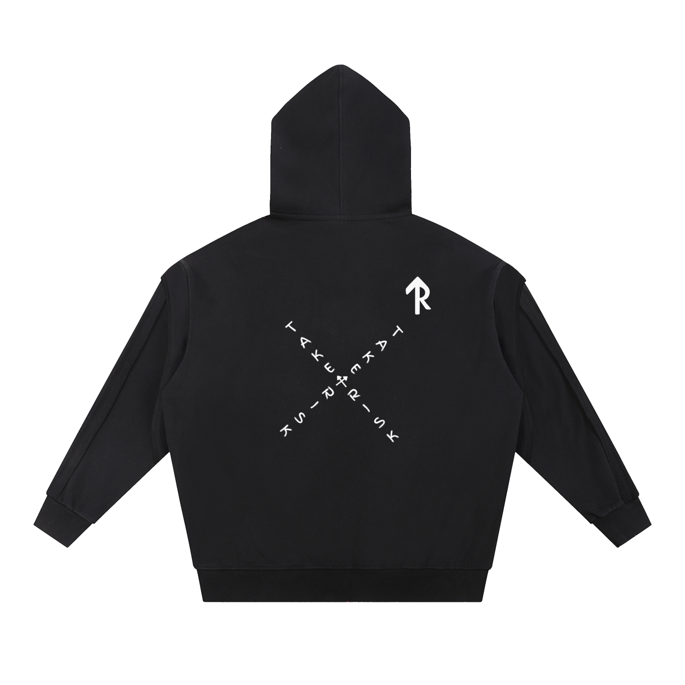 Contrast Tape Raw Edge Double Layered Zip Hoodie