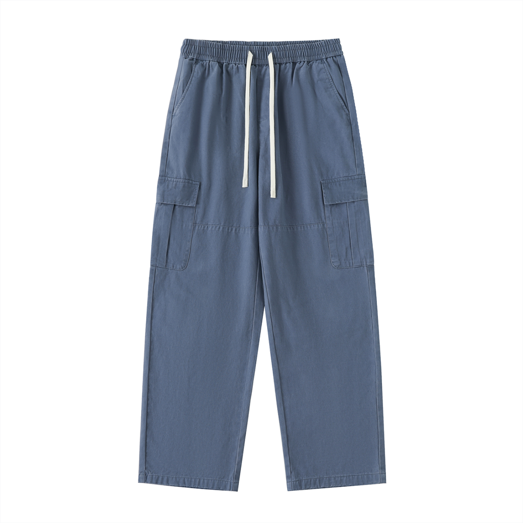 Drawstring Waist Straight-Leg Cargo Pants