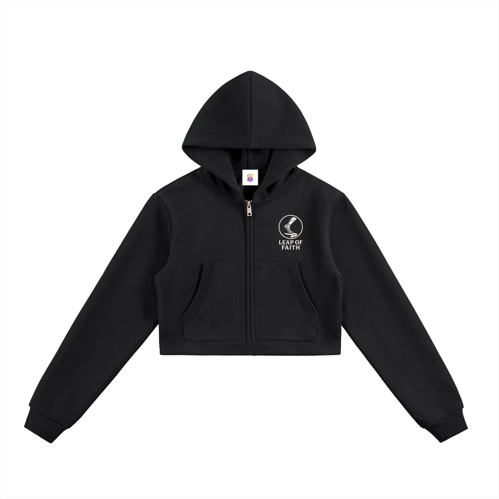 Essential Cropped Zip-Up Hoodie