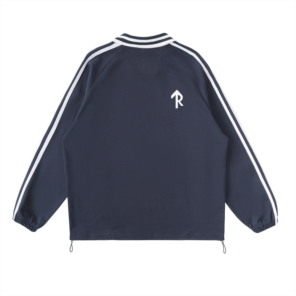 Contrast Striped Lapel Collar Sweatshirt