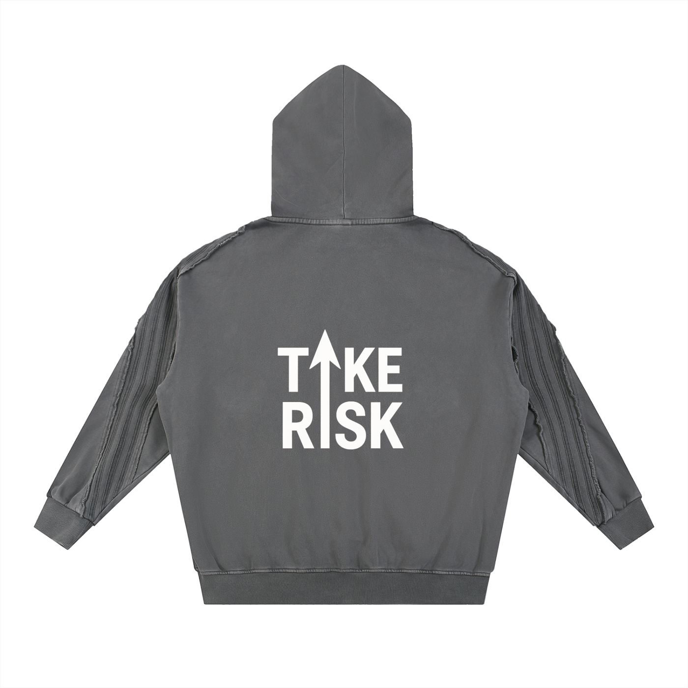 Snow Washed Tape Raw Edge Zip Hoodie