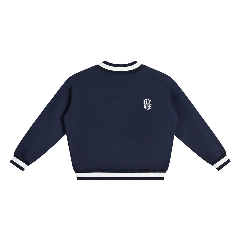 V-Neck Contrast Collar Boxy Sweatshirt