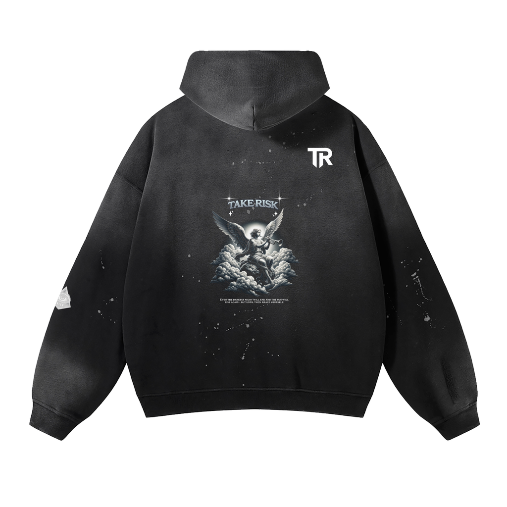 Vintage Washed Frayed Fleece Hoodie