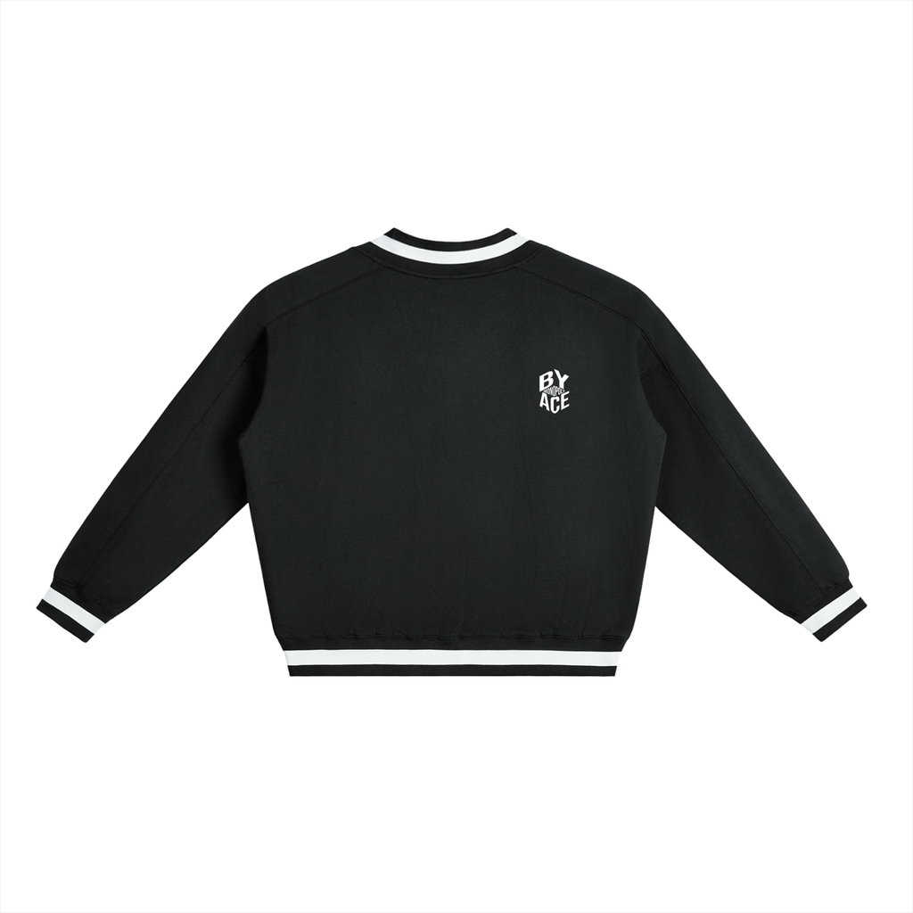 V-Neck Contrast Collar Boxy Sweatshirt