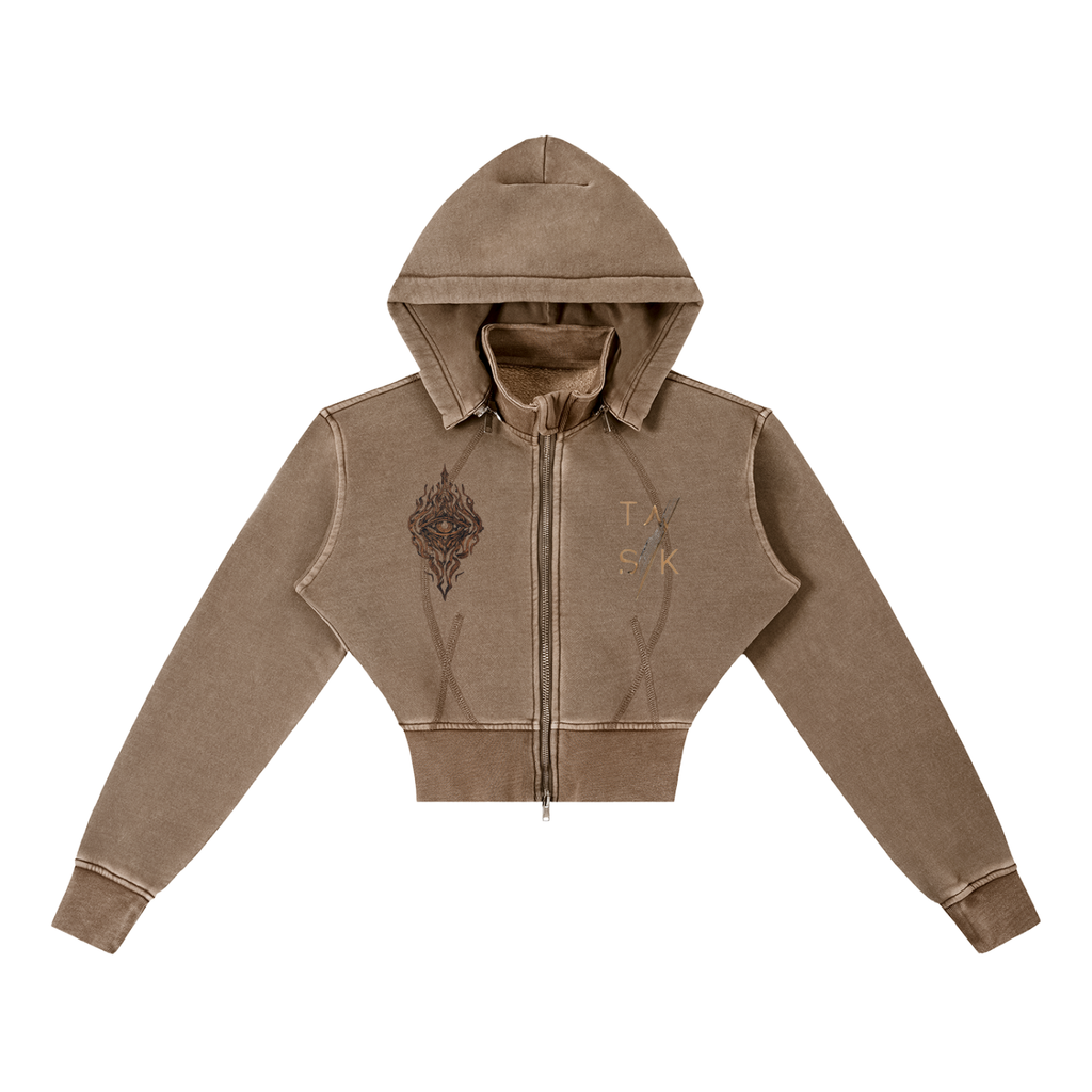 Vintage Washed Cropped Fleece Hoodie