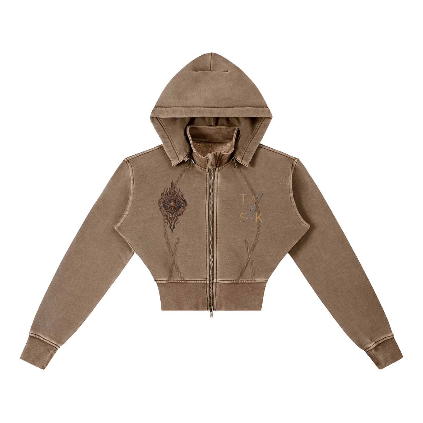 Vintage Washed Cropped Fleece Hoodie