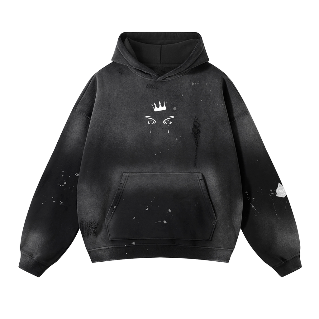 Vintage Washed Frayed Fleece Hoodie