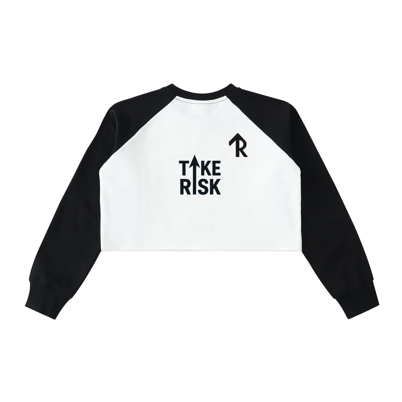 Raw-Hem Color-Block Raglan Crop Sweatshirt