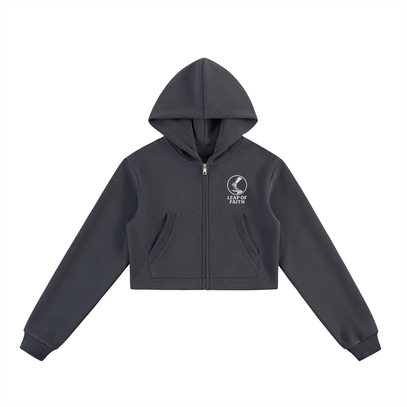 Essential Cropped Zip-Up Hoodie