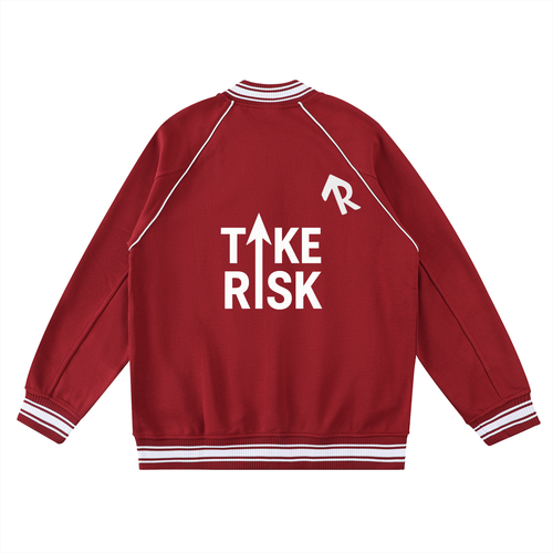 Contrast Trim Raglan Varsity Jacket