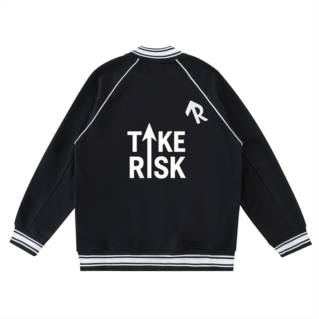 Contrast Trim Raglan Varsity Jacket